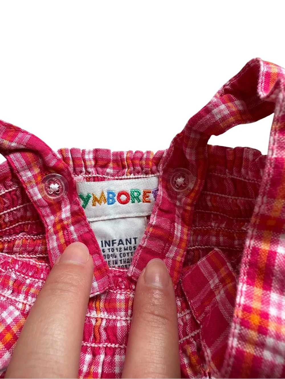 Baby Girl Gymboree Vintage Rainbow Tag 6-12 Month Pink Plaid Romper cotton